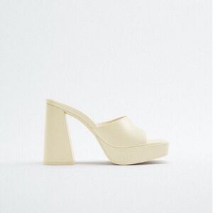 Zara Real Leather Airfit Insole Heel Sandal Mule Platform 39/8-8.5 Bloggers Fave